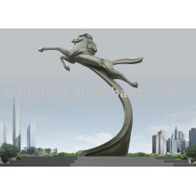 Edelstahlkunst-Skulptur - laufendes Pferd